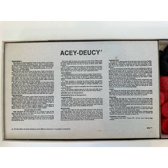 Vintage Backgammon and Acey-Deucy Board Games 1973 age 7-adult, 2 players - Picture 7 of 9